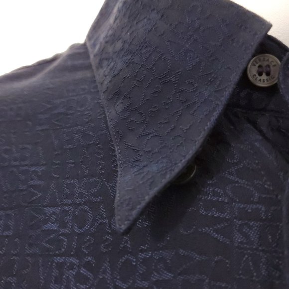 17 1/2 XL VTG VERCACE V2 ALL Over Print Mens Shirt - Picture 8 of 16